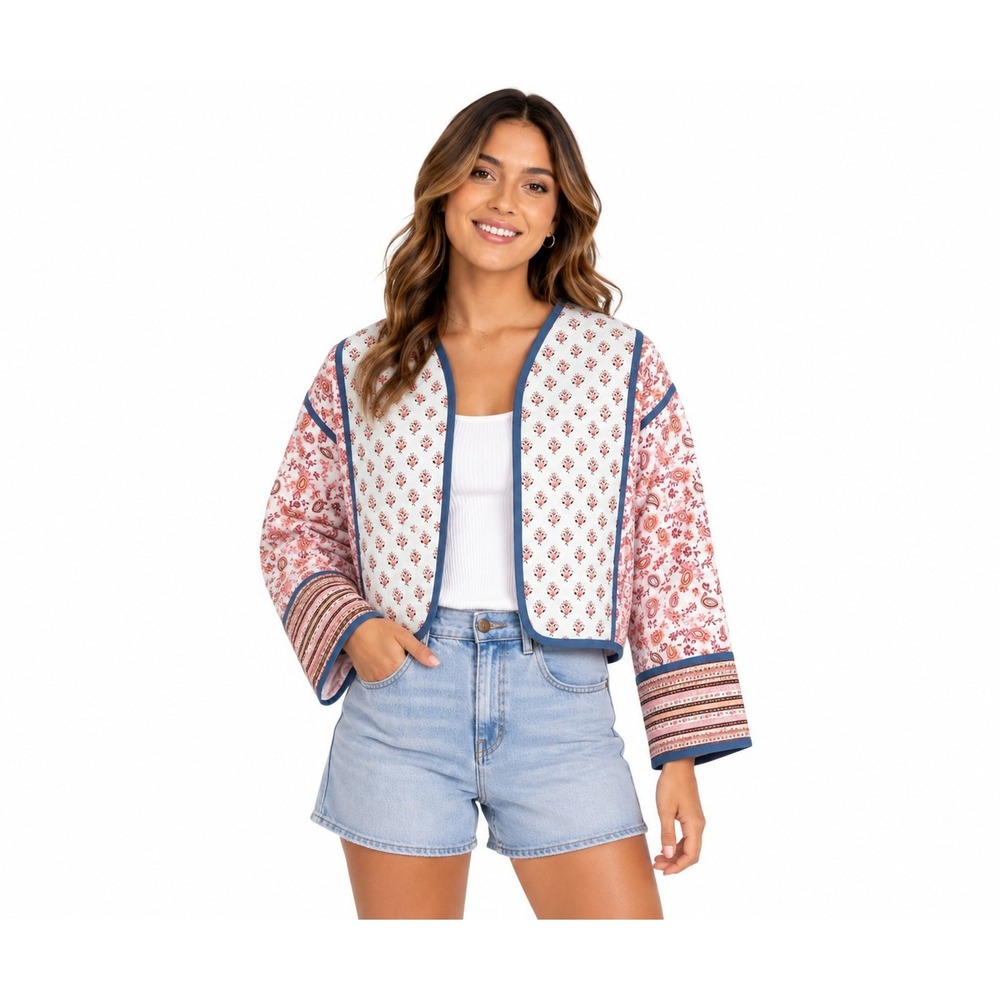 Quilted Pattern Patchwork Reversible Jacket Boho Grandmacore